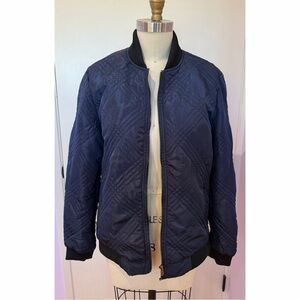 Men's Navy Quilted Bomber Jacket